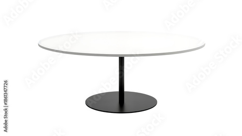 Modern Round White Table with Black Base