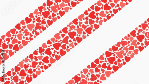 A vibrant pattern of red hearts on white background for Brazilian Carnaval celebrations