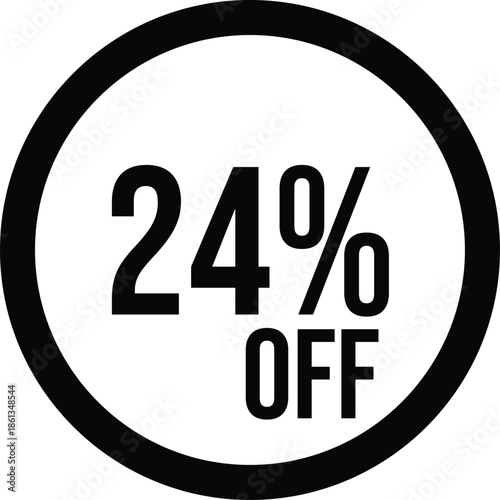 24% OFF Sale Discount Round Badge Icon Isolated on White