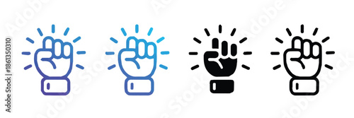fist power silhouette set protest symbol unity movement graphic element