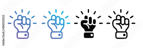 fist power icon set raised fist symbol solidarity vector comparison art