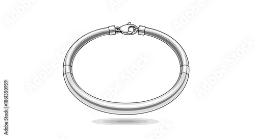Elegantly rendered polished metal wristband with secure lobster claw closure, showcasing refined craftsmanship and minimalist design aesthetic,