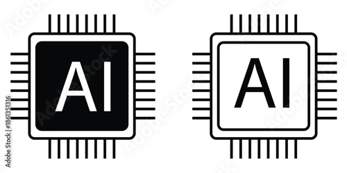Artificial Intelligence Microchip Icon for Technology and Innovation Design