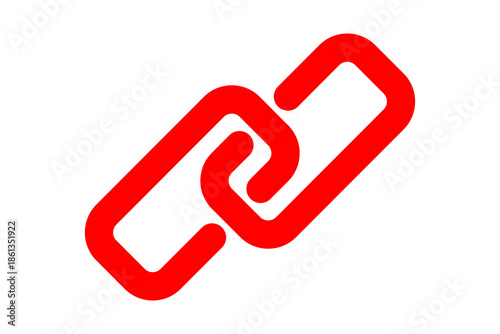 Red chain link icon on white background isolated on transparent background