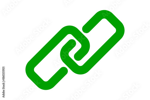 Green chain link icon on white background isolated on transparent background