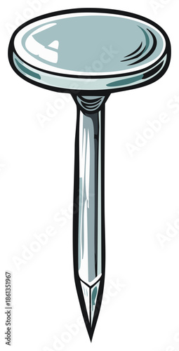 silver nail cartoon style isolated clip art preview