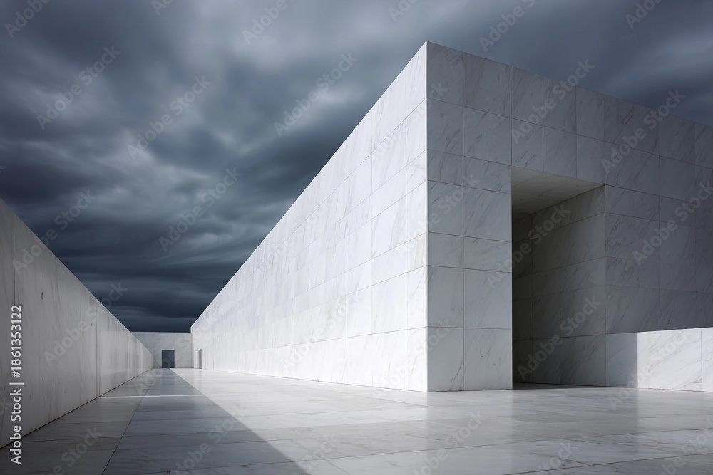 Obraz premium House exterior with solar roof panels under cloudy sky