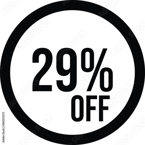29% OFF Sale Discount Round Badge Icon Isolated on White