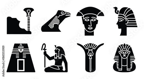 Ancient egyptian symbols and icons pharaohs gods and hieroglyphic representations
