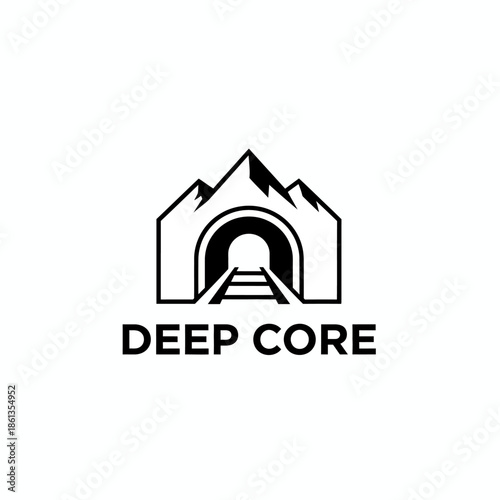 Minimalist Mountain Tunnel and Railway Logo