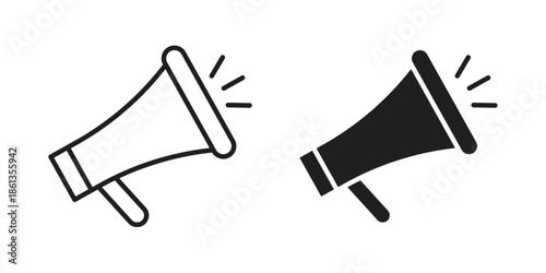 Loud Speaker icons collection. Thin linear and black flat icons