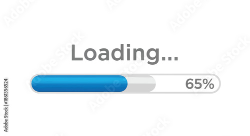 Digital interface displaying data loading progress at sixty-five percent completion indicating a system operation in progress a dynamic visual