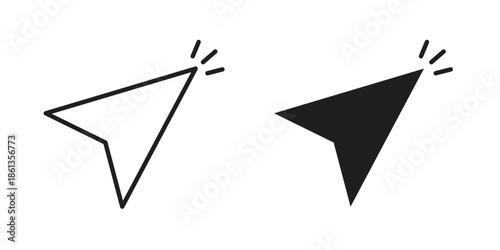 Mouse pointer icons collection. Thin linear and black flat icons