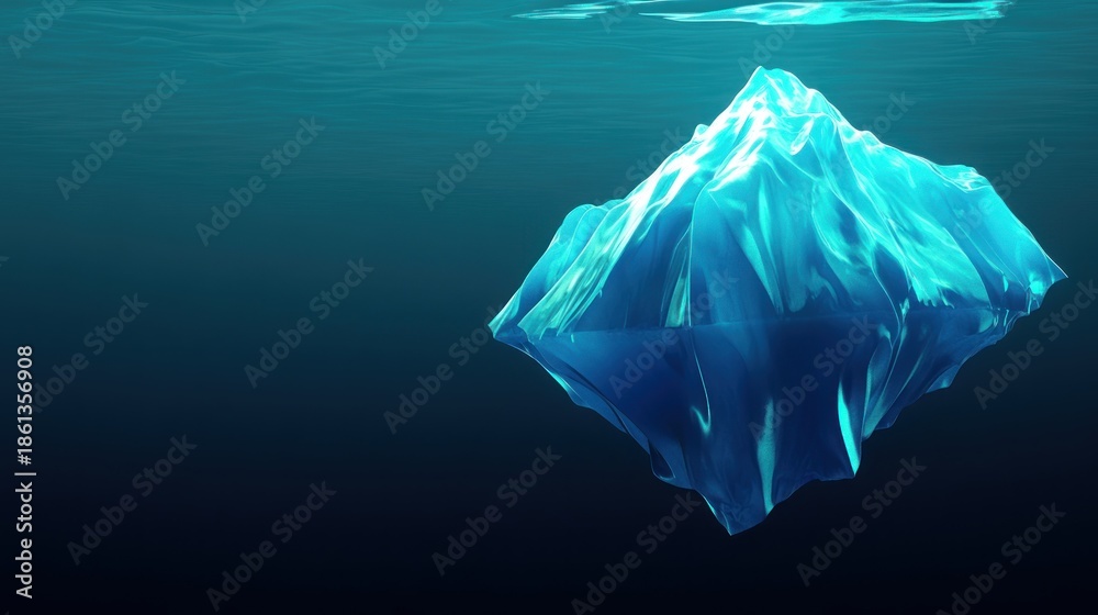 Obraz premium Underwater iceberg, ocean depths, glacial melting, climate change, environmental impact, nature photography, for environmental awareness campaigns