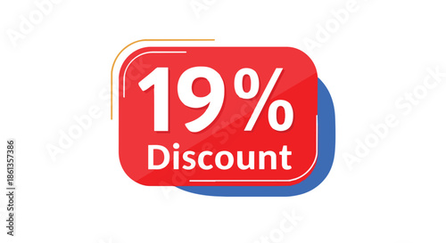 Vibrant 19% discount banner for promotional sales events and special offers