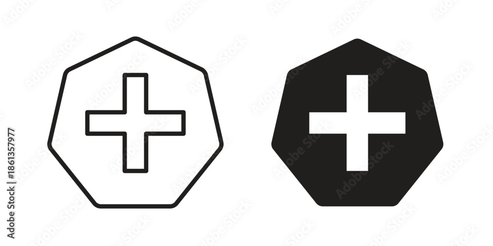 Obraz premium Plus icons collection. Thin linear and black flat icons