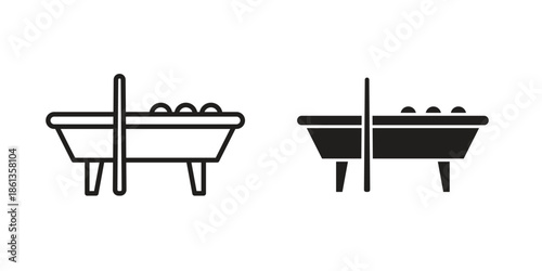 Pool table icons collection. Thin linear and black flat icons