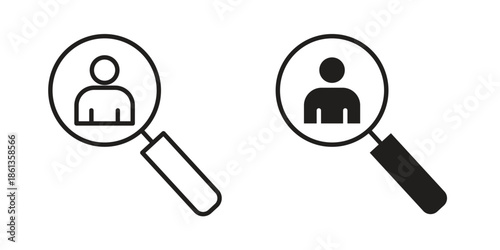Recruitment icons collection. Thin linear and black flat icons
