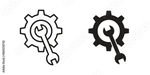 Repair icons collection. Thin linear and black flat icons