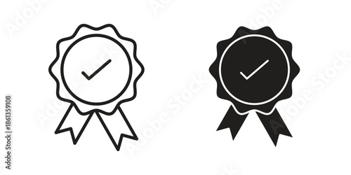 Rosette icons collection. Thin linear and black flat icons