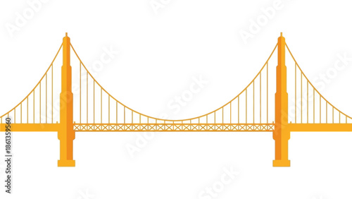 Golden Gate Bridge icon illustration iconic San Francisco landmark vector graphic isolated on white background