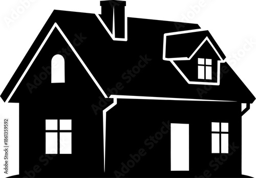 Iconic Silhouette of a Charming House with Dormer Windows Evoking Home Real Estate and Property Concepts