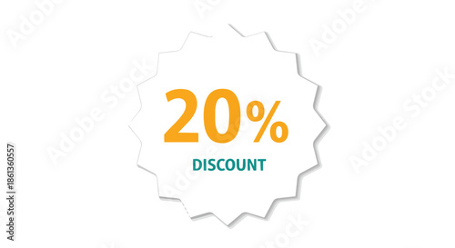 Vibrant 20% discount starburst sticker for promotional sales events and special offers a dynamic visual for retail marketing campaigns and price