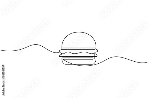 Minimalist single line burger illustration vector