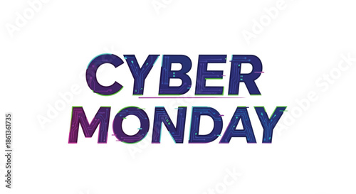 Vibrant Cyber Monday digital sale event banner with circuit board texture, ideal for online promotions and essential technology-themed shopping