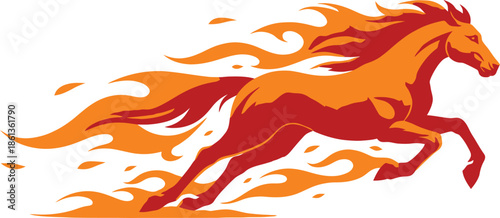 Fire Horse Power and Speed Concept Running with Flame Motion for Business Branding Marketing and Identity