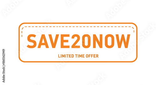 A powerful digital promotion badge featuring a bold 'SAVE20NOW' message alongside a clear 'LIMITED TIME OFFER' indicator designed to capture