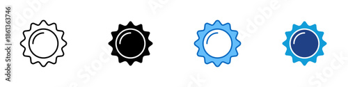 Sun Multiple Style Icon Design Vector - Sun symbol representing daylight, brightness, heat, and clear weather conditions