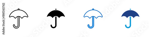 Weather Protection Multiple Style Icon Design Vector - Umbrella symbol representing protection from weather conditions and environmental exposure