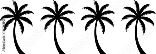 Palm Tree Silhouette Icons Set EPS Tropical Beach Vector Design