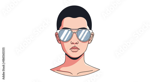 A striking contemporary vector illustration featuring a cool individual with sleek aviator sunglasses an iconic graphic art representation of modern