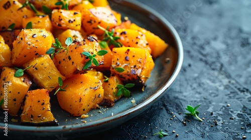 A plate of roasted butternut squash