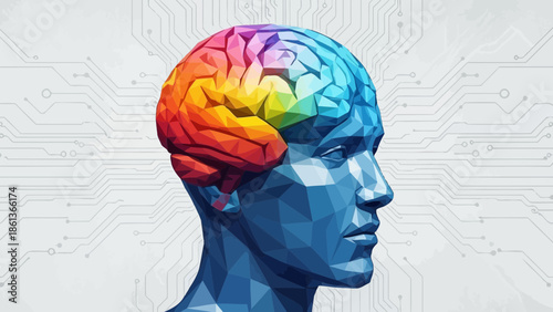 AI Brain: Artificial Intelligence Concept with Human Head