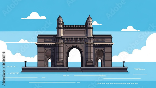 Gateway of india iconic monument in mumbai india illustration