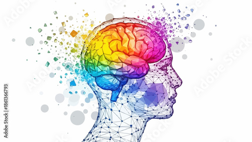 Colorful Brain Concept: Technology & Human Emotion