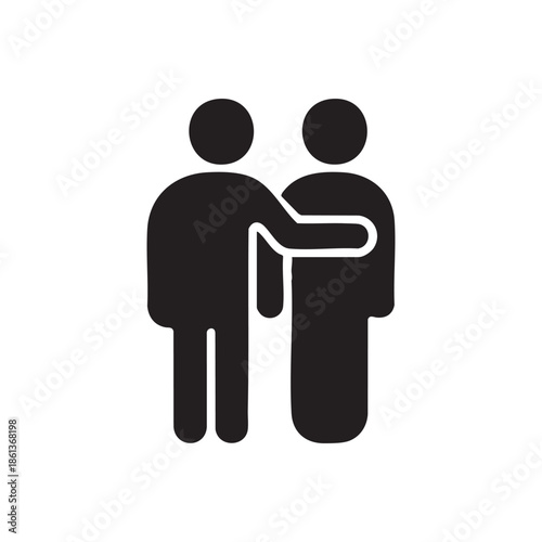 Vector black People relationship vector icon. brotherhood filled flat sign for mobile concept and web design. Friends, friendship glyph icon.