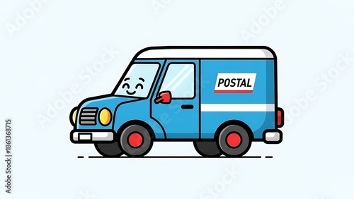 Wallpaper Mural Cartoon Postal Van Delivery Vehicle Illustration. Torontodigital.ca