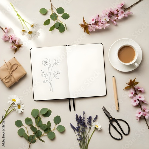 Minimal Spring Workspace Flat Lay