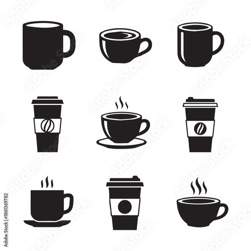 Vector cup icon set design.