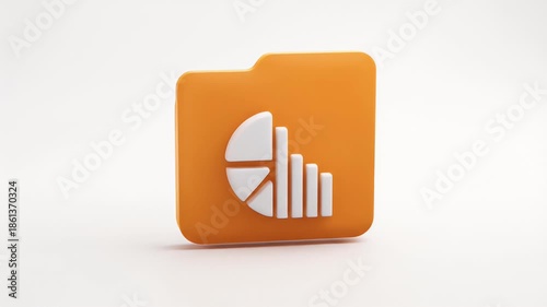Orange Folder with Chart Icon Representing Data Analysis.