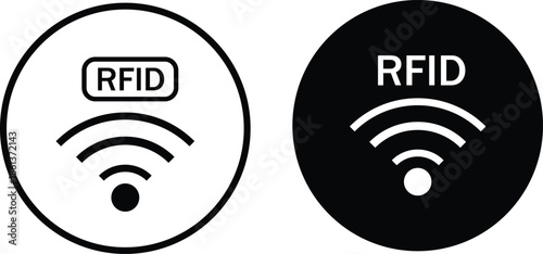 Contactless Technology Icons. RFID wireless symbol. Proximity sensor graphic design. Access control and security regulation signs
