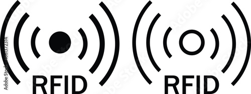 Contactless Technology Icons. RFID wireless symbol. Proximity sensor graphic design. Access control and security regulation signs
