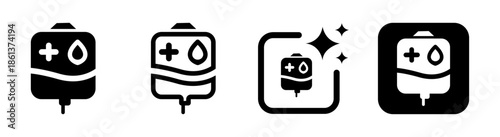 Saline blood bag icon for medical treatment and patient care