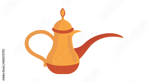 Traditional Arabic coffee pot icon, dallah vector, hospitality and culture symbol.