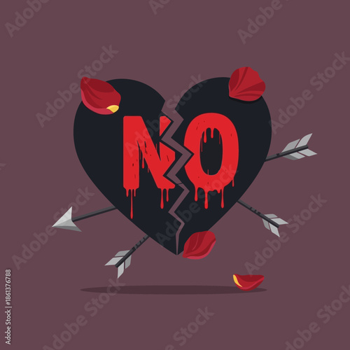 Broken Heart with NO written in blood and arrows.