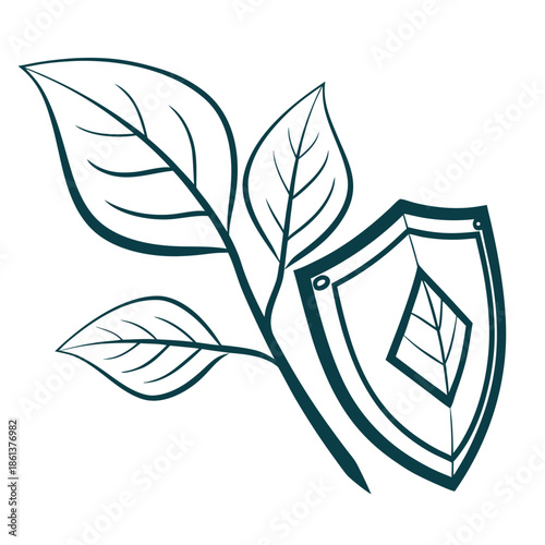 Minimal Eco Protection Leaf Abstract Environmental Icon